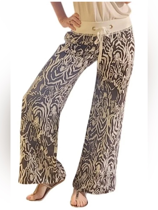 Lilly Pulitzer Pants - Lilly Pulitzer XS the linen beach wide leg pants in zebra print .